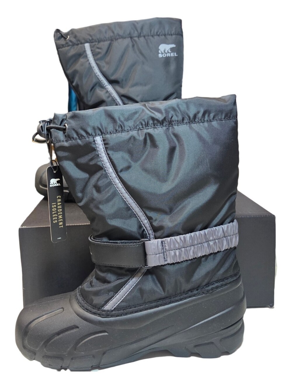 Sorel Youth Kids Flurry Snow Boot Black Insulated Water Resistant Size 5 New!!